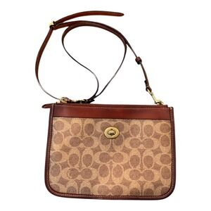 Coach Signature Jacquard Turnlock Top Handle Crossbody Bag Purse
